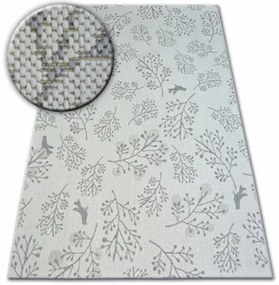 Koberec SIZAL FLAT 48774/367 Lístky vtákov krém sivý