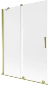 Mexen Velar, 2-krídlová posuvná vaňová zástena 130 x 150 cm, 8mm sklo námraza, zlatá lesklá, 896-130-000-31-50