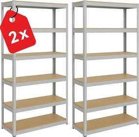 Regál 220x120x60 cm pozinkovaný 6-policový, nosnosť 1050 kg - 2ks