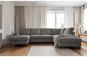 Sivá menčestrová rozkladacia rohová pohovka (pravý roh) Lofty Lilly – Miuform