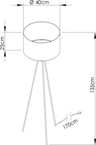 Stojacia lampa Nevia, 1x textilné tienidlo so vzorom, b