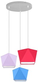 Detské závesné svietidlo Diamond, 3x textilné tienidlo (mix 10 farieb), (výber z 5 farieb konštrukcie), o