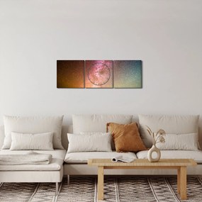Obraz - obloha plná hviezd (s hodinami) (90x30 cm)