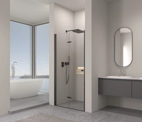 Erga Berlin, skladacie sprchové dvere do otvoru 120x195 cm, 6mm číre sklo, čierny profil, ERG-V02-BERLIN-D120-BK