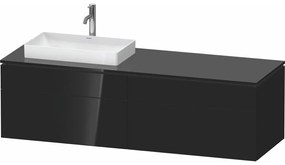 DURAVIT L-Cube závesná skrinka pod umývadlo na dosku (umývadlo vľavo), 4 zásuvky, 1620 x 550 x 482 mm, čierna vysoký lesk, LC4871L40400000