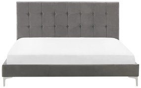Zamatová posteľ 160 x 200 cm sivá AMBERT Beliani