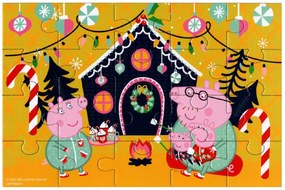 Detské puzzle 4v1 PRASIATKO PEPPA a vianočná nálada, 19x29 cm
