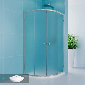Mereo Mereo, Sprchový set z Kory Lite, štvrťkruh, 90 cm, chróm ALU, sklo Grape a vysoké SMC vaničky, MER-CK35131ZH