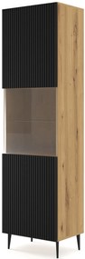 Vitrína 1DS Rowanna (dub artisan + čierna). Akcia -19%. Vlastná spoľahlivá doprava až k Vám domov. 1125023