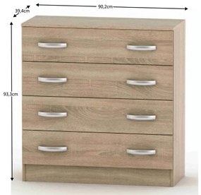 Komoda BETTY 4S, dub Sonoma