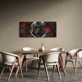 Obraz - Neónový kruh medzi palmami (120x50 cm)