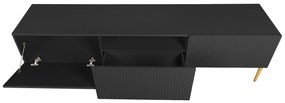 TV stolík Nicole 150 cm - čierny mat / zlaté nožičky