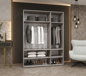 Šatníková skriňa 150 cm Borry 1 (kašmír + strieborná). Akcia -65%. Vlastná spoľahlivá doprava až k Vám domov. 1125765