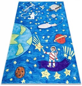 BAMBINO 2265 umývací koberec Vesmír, raketa pre deti protišmykový - modrý Veľkosť: 80x150 cm