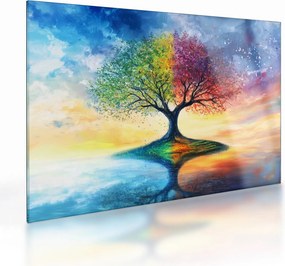 Sklenený obraz – Maľovaný strom ročných období (70x50 cm)