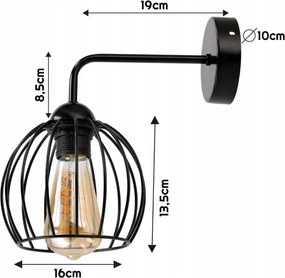 Nástenná lampa 1x E27 LOFT edison LED nad zrkadlo, drôtená guľa