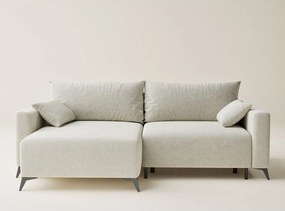 Krémovobiela ženilková rozkladacia/s úložným priestorom rohová pohovka (ľavý roh/s leňoškou) Leon – Maison de Rêve