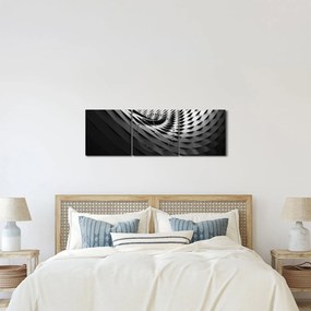 Abstraktný obraz - čiernobiela špirála (s hodinami) (90x30 cm)