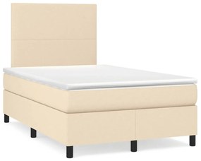 Boxspring posteľ s matracom a LED krémová 120x190 cm látka 3270188