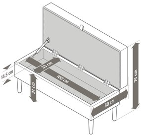Čalúnená lavica s úložným priestorom