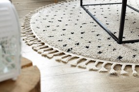 Dywany Łuszczów Koberec MAROKO SALON SPÁLŇA STRAPCE SHAGGY BODKY BOHO krémová cca 120 cm