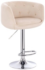LuxuryForm DESIGN Barová stolička MONTANA VELUR na striebornom tanieri - krémová