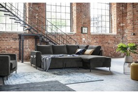 Tmavosivá zamatová rozkladacia rohová pohovka (pravý roh) Lofty Lilly – Miuform