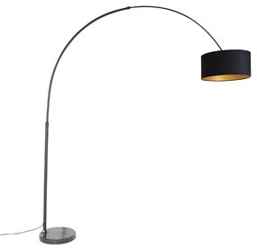Oblúková lampa čierna zamatový tienidlo čierna so zlatom 50 cm - XXL