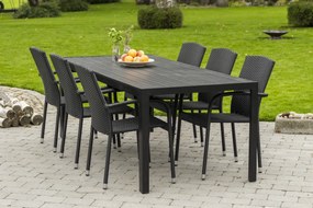 Záhradný jedálenský set Viking XL 190cm + 6x ratanová stolička Roma