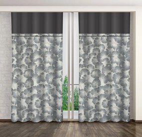 Elegantné dlhé závesy s očarujúcim vzorom listkov a čiernym lemom Dĺžka: 250 cm