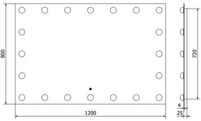 Mexen Dona, LED kúpeľňové zrkadlo s podsvietením 120 x 80 cm, 6000K, ochrana proti zahmlievaniu, 9818-120-080-611-00