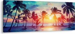Obraz - Tropický západ slnka (120x50 cm)