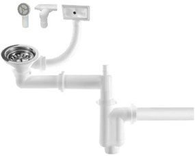 1-komorový drezový sifón, prístup k práčke alebo umývačke riadu