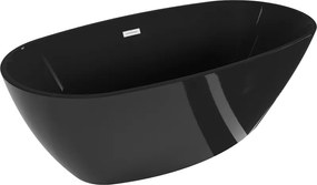Mexen Eris, voľne stojaca vaňa 170 x 80 cm, čierna,  biely prepad, 53441708070-20