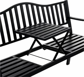 Lean Záhradná kovová lavička – 150cm, čierna