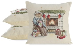 VIANOČNÁ GOBELÍNOVÁ DEKORAČNÁ OBLIEČKA NA VANKÚŠ MERRY3 45X45 CM VZOROVANÁ