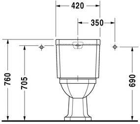 DURAVIT 1930 WC misa kombi so zvislým odpadom, 355 mm x 390 mm x 665 mm, s povrchom WonderGliss, 02270100001