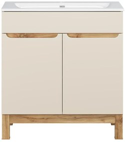 Koupelnová skříňka Bali Sky se zápustným umyvadlem 80 cm kašmírová/dub wotan