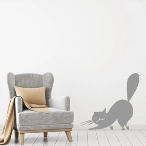 Veselá Stena Samolepka Naježená mačka Farba: šedá, Veľkosť: 100 x 90 cm
