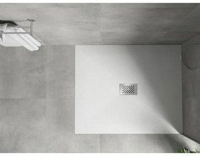 Mexen Hugo, obdĺžniková sprchová vanička SMC 140 x 100 cm, biela, oceľová krytka, 42101014-X