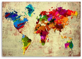 Gario Obraz na plátne Farebná mapa sveta Rozmery: 120 x 80 cm