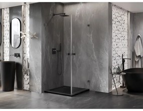 Mexen Lunar-B Duo sklápací sprchový kút 90 x 90 cm, číre sklo, brúsený grafit, 832-090L-090P-66-00