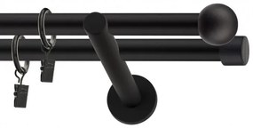 Dekorstudio Garniža dvojradová GUĽA čierna-matná 19mm Dĺžka: 420cm, Typ príslušenstva: Krúžky tiché so štipcami