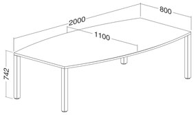 Konferenčný stôl ProOffice 80/110 x 200 x 74,2 cm, čerešňa