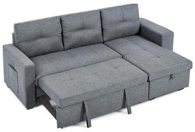 Univerzálna rohová rozkladacia sedacia súprava Catini PORTIVA s úložným priestorom a USB sivá