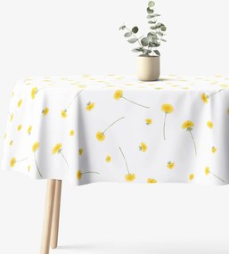 Goldea oválny obrus 100% bavlnené plátno - púpavy 140 x 200 cm