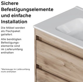 Skrinka s umývadlom 80 AM.PM Spike MPA-FHX0802HF-WCC0802WG závesná, 2 zásuvky, svetlý dub