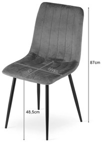 Ružová zamatová stolička LAVA s čiernymi nohami