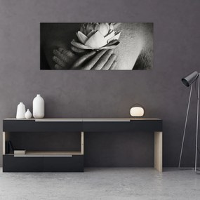 Obraz - Lotos v rukách Budhu (120x50 cm)