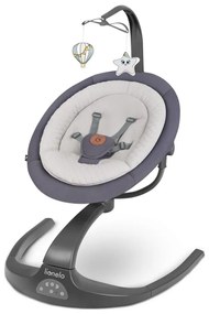 Lionelo - Detské hojdacie kresielko s melódiou RINA 4× AA Grey Concrete + diaľkové ovládanie